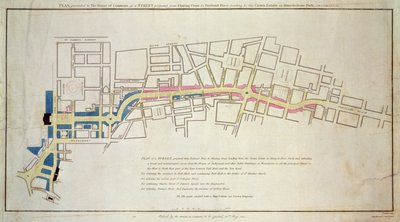 Plan der vorgeschlagenen Straße von Charing Cross nach Portland Place, 1848 von English School